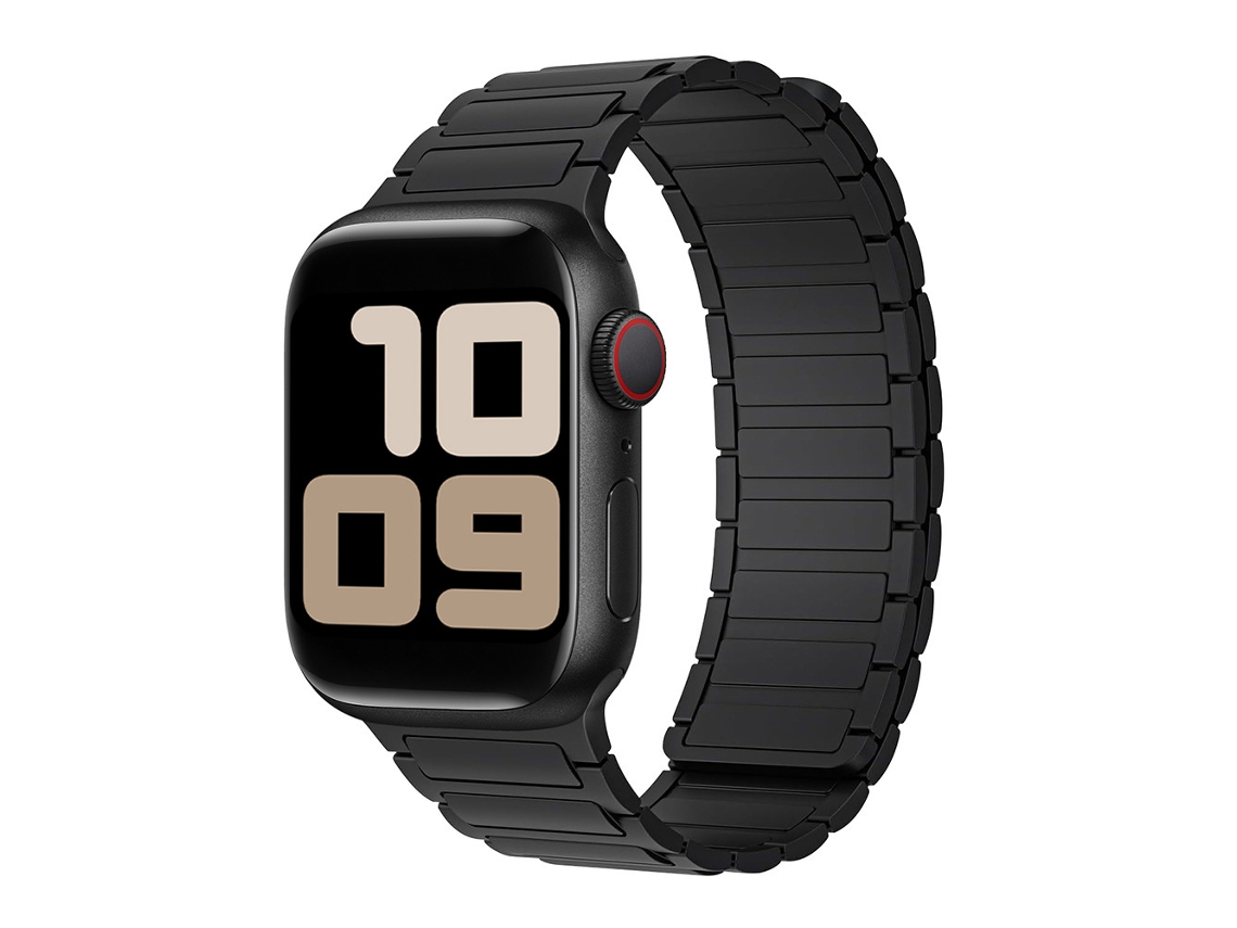 Pulseira magnética de silicone com três contas, estilo industrial, para Apple Watch Series S11, Preta, 44 45 46 49 mm