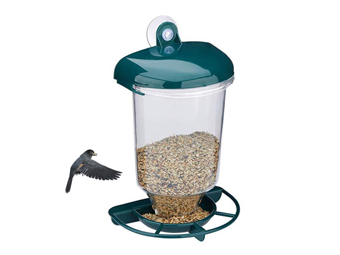 Alimentador Automático De Aves Plástico Transparente Com Ventosas