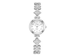 Relógio de Pulso Feminino de Quartzo com Strass e Corrente Pratabranco Estilo Elegante