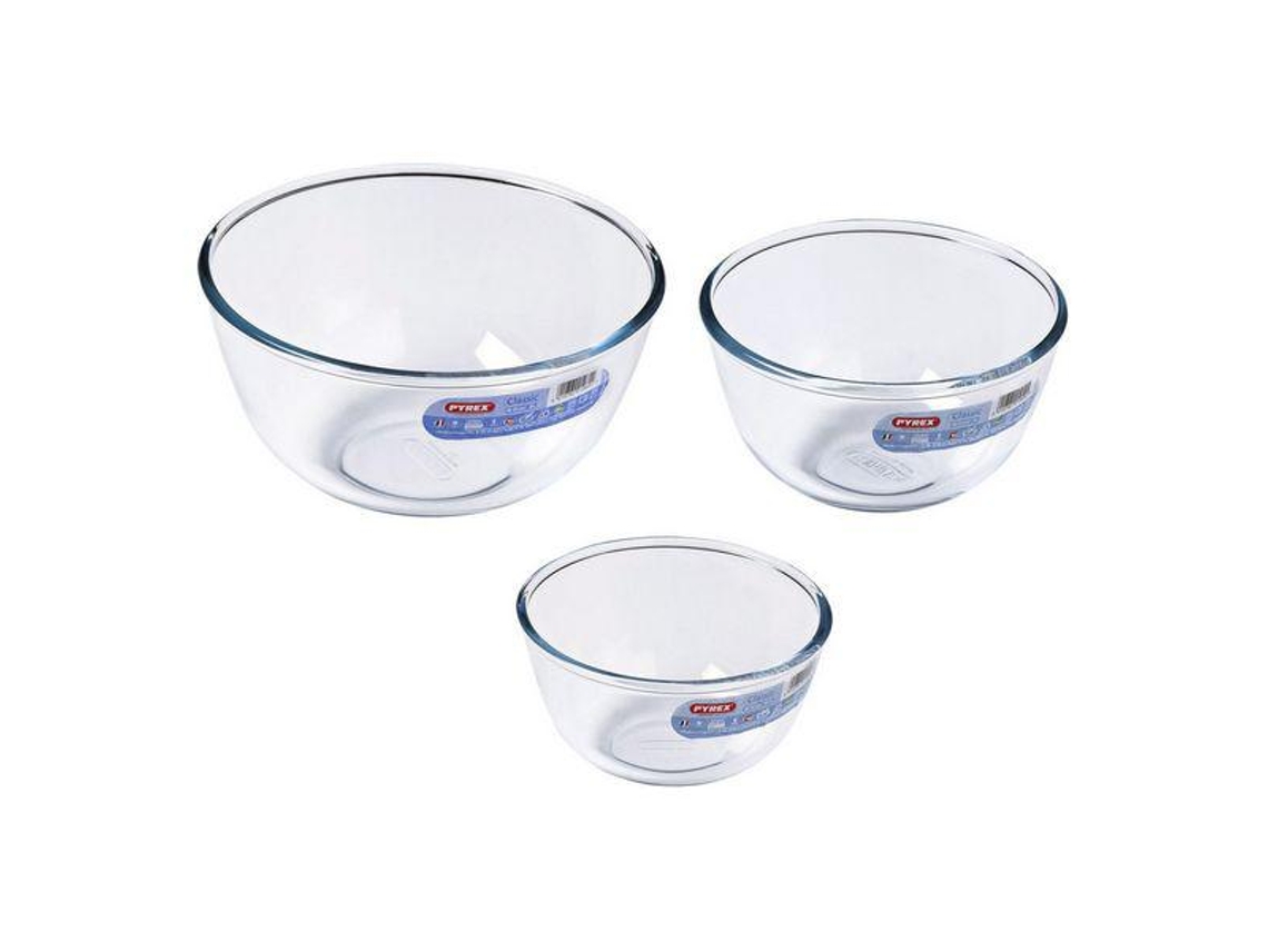 Conjunto de Tigelas Pyrex Transparente Vidro de Borosilicato (3 pcs)