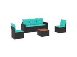 Maison Exclusive - 6 Pcs Conjunto De Sofás P/ Jardim C/ Almofadões Vime Pe Preto