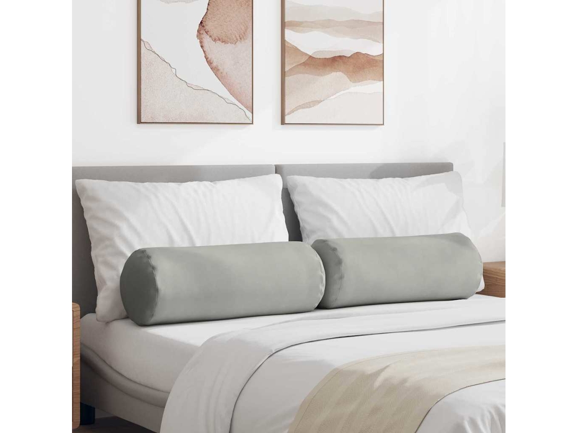Vidaxl Almofadas De Apoio 2 Pcs Cinzento-claro Ø 25 X 70 Cm