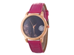 Relógio de Pulso Casal de Quartzo com Pulseira de Couro Pu Estilo Simples Rosa vermelho
