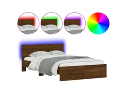 Estrutura de Cama com Cabeceira e Luzes Led Carvalho Castanho MAISON EXCLUSIVE (140x190 cm)