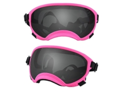 Óculos para Cães Anti uv, Resistente a Impactos, Ajustável, Elástico, Filhotes, Óculos para Cães Grandes, Respiráveis, Rosa e Preto BRILVIBERA