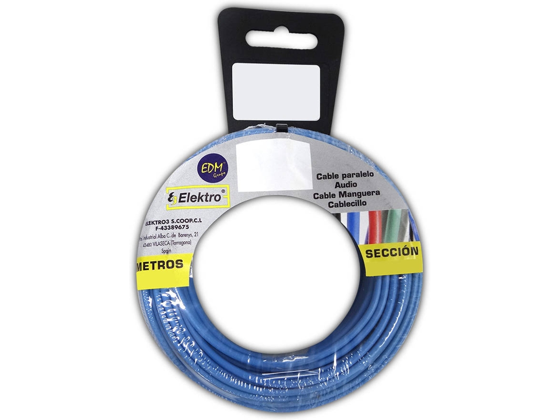 Rolo De Cabo EDM Flexível 6 mm Azul 10  mts  Livre Halógenos