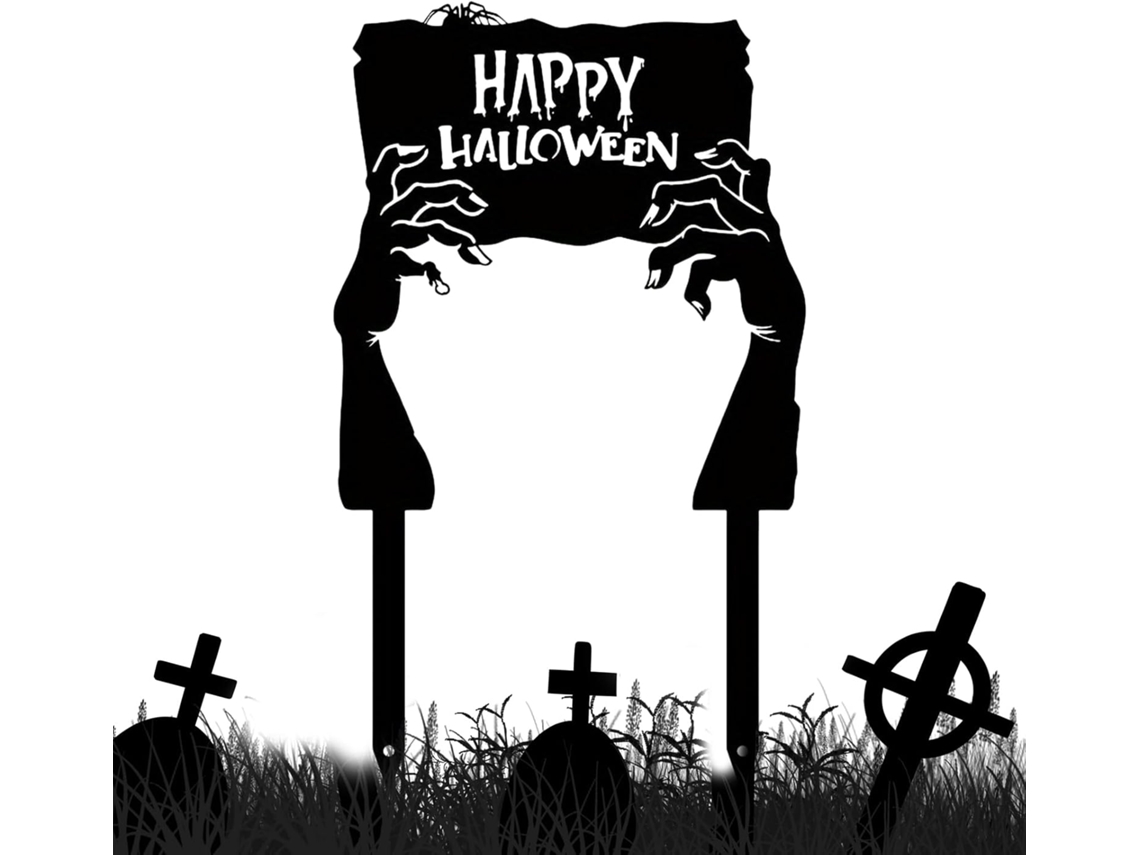 Decorações de Halloween para Áreas Externas Estacas de Metal Alegres para Jardim, Placas de "doces Ou Travessuras" CHABERLU