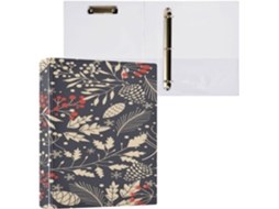 Conjunto de Fichários com Argolas Semicirculares Prancheta e Capa Dura, Estampa Feliz Natal. 27 X 31, (3,8 Cm)