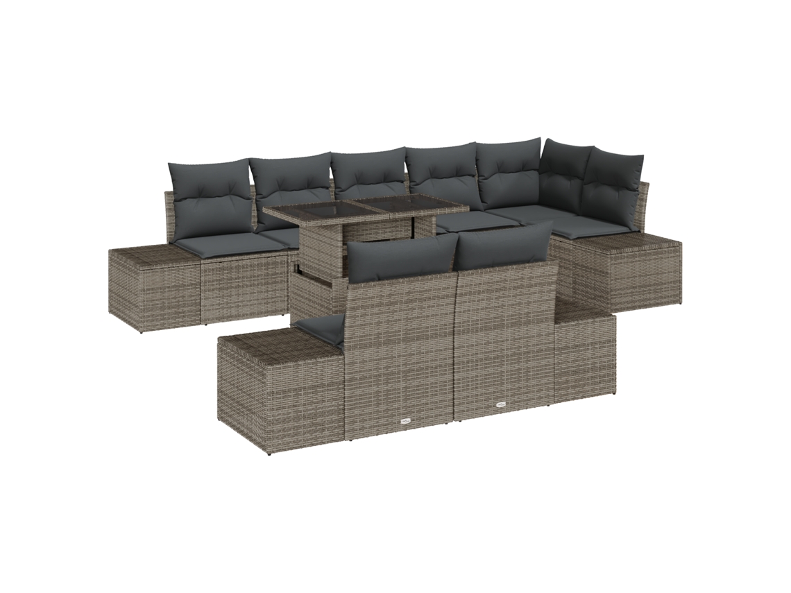 Conjunto 9 Conjunto De Sofá De Jardim Vidaxl Cinzento Vime Pe (319 X 154 X 85 Cm)