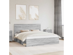 Vidaxl Estrutura da Cama com Cabeceira Cinza Sonoma 180 X 200 Cm