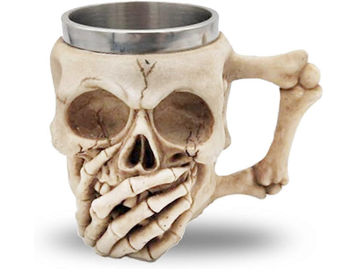 Caneca de Aço Inoxidável com Caveira e Resina, Cerveja Viking, Bebidas como Café, Decoração de Bar para o Halloween AQUAFORGE