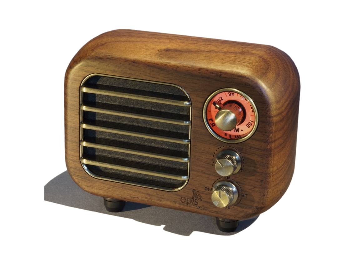Rádio 3  Coluna  Bluetooth/Fm em Madeira de Nogueira