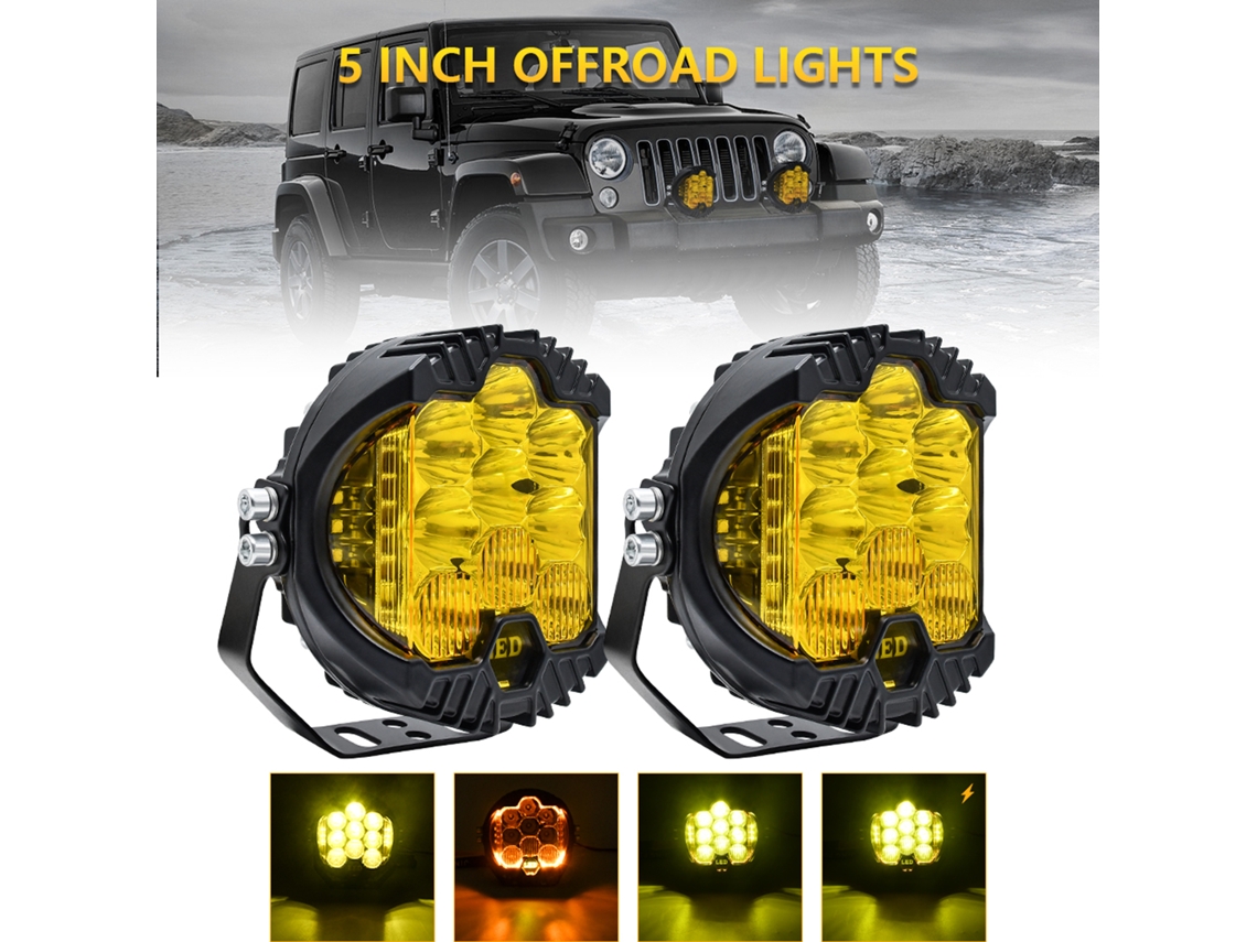 2pcs 5inch Led Work Light Pods Spot Flood Combo Offroad Driving Lamp