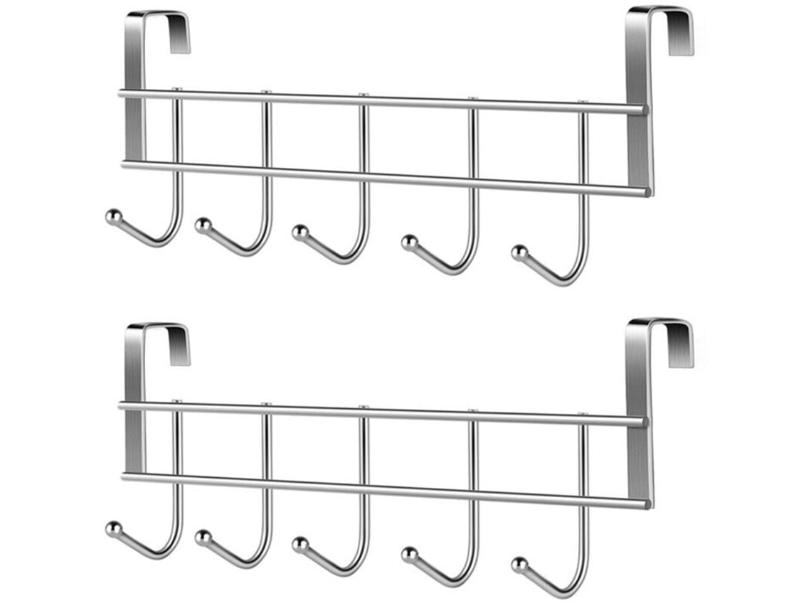 Cabides de porta Slowmoose com 5 ganchos, organizador de banheiro, cabide para roupas, jaqueta, chapéu, porta-toalhas, aço inoxidável