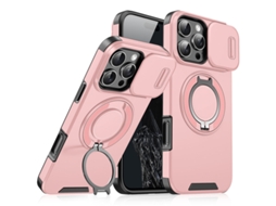 Adequado Para Iphone 17 Capa De Telemóvel, Com Suporte Rotativo E Tampa Da Câmera Rosa