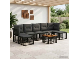 Vidaxl Conjunto De Sofás Para Exterior 8 Unid. Preto E Cinza Escuro