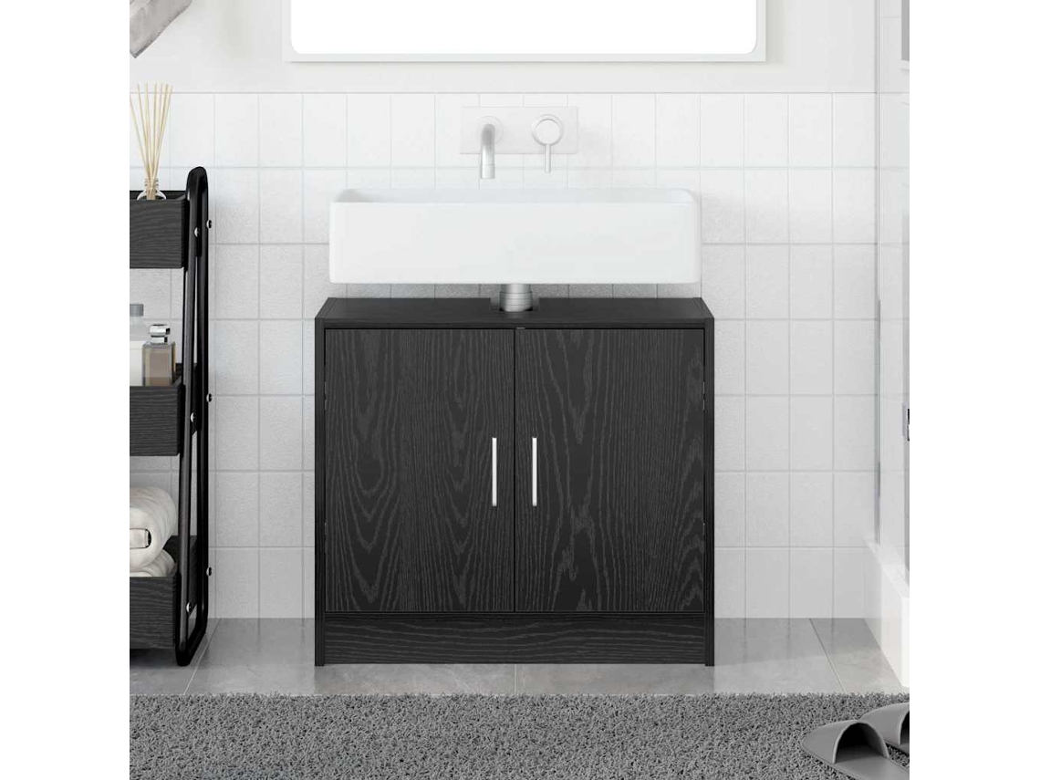 Vidaxl Armário De Banheiro Carvalho Preto 63 X 29 X 55 Cm