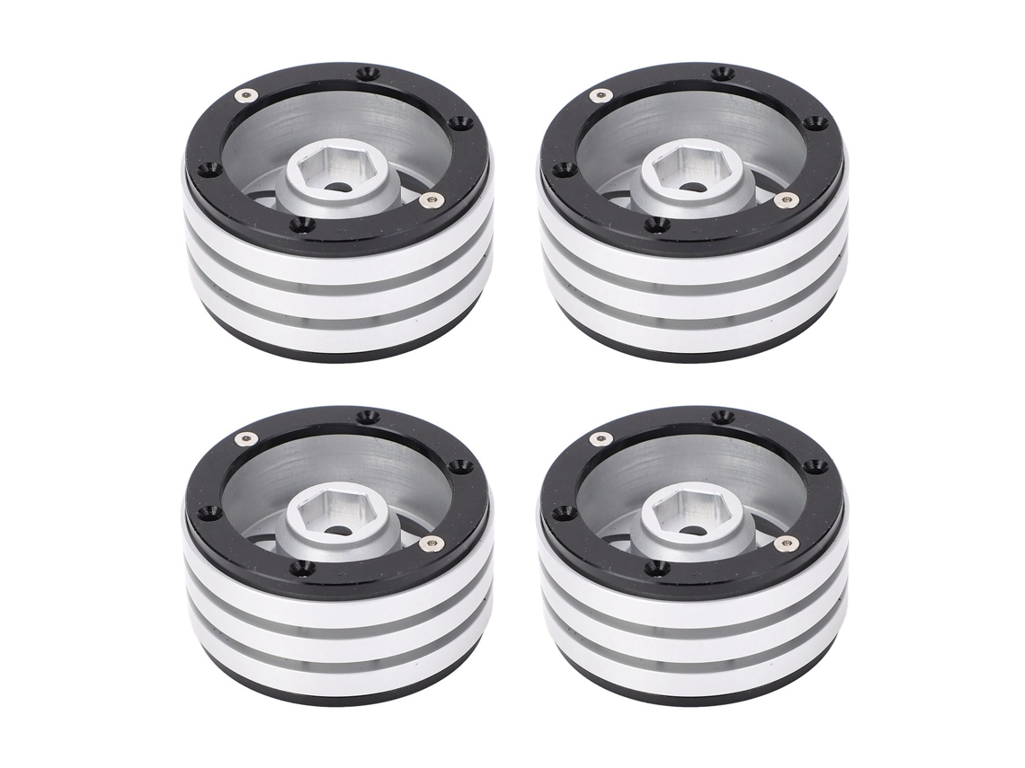 Mali 4pcs Aro Rc Beadlock 1.9 Polegada 12mm Hex Alumínio Cnc para Carro Rc Crawler 1/10 Prata