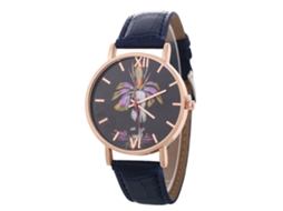 Relógio de Pulso Feminino e Masculino de Quartzo com Pulseira de Couro Simples e Fashion Azul