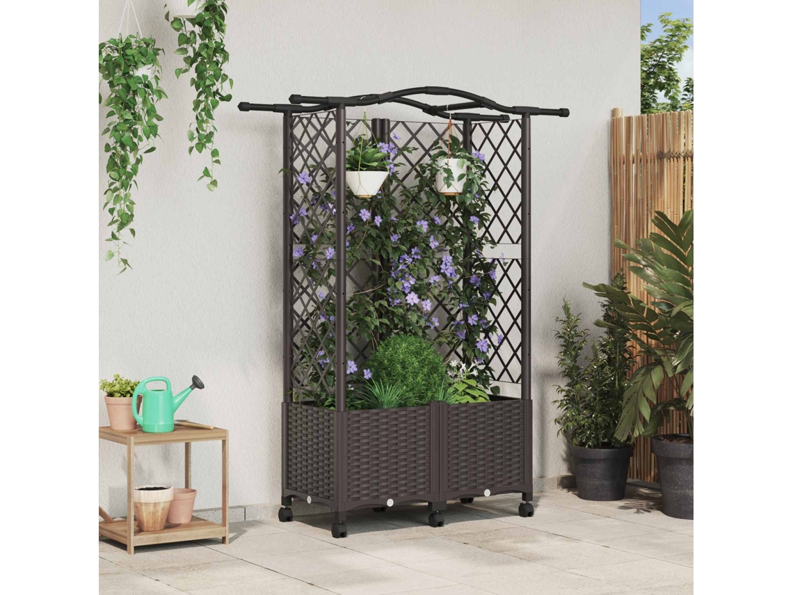 Vidaxl Cama Elevada Com Treliça E Telhado Castanho 122 X 40 X 144 Cm
