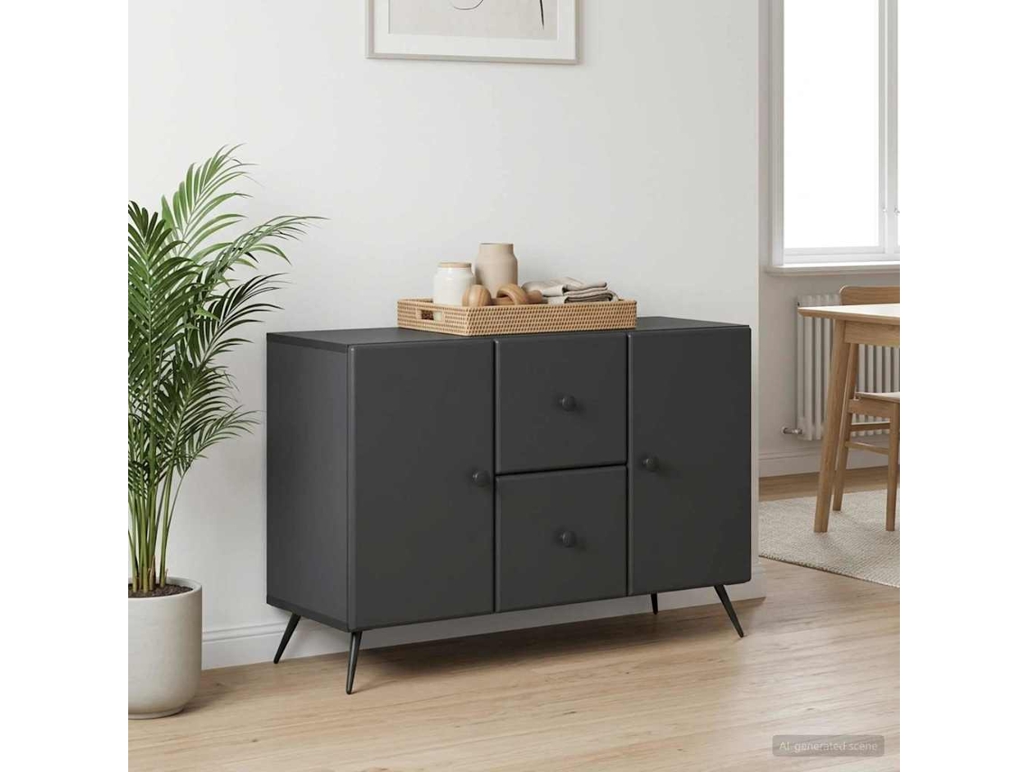 Vidaxl Buffet Com Gaveta Preto 89 X 34,5 X 60 Cm Derivados De Madeira