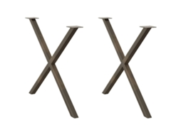 Vidaxl Pés Para Mesa De Jantar Em Formato De X, 2 Peças, Aço Natural, 90x(72-73) Cm, Aço