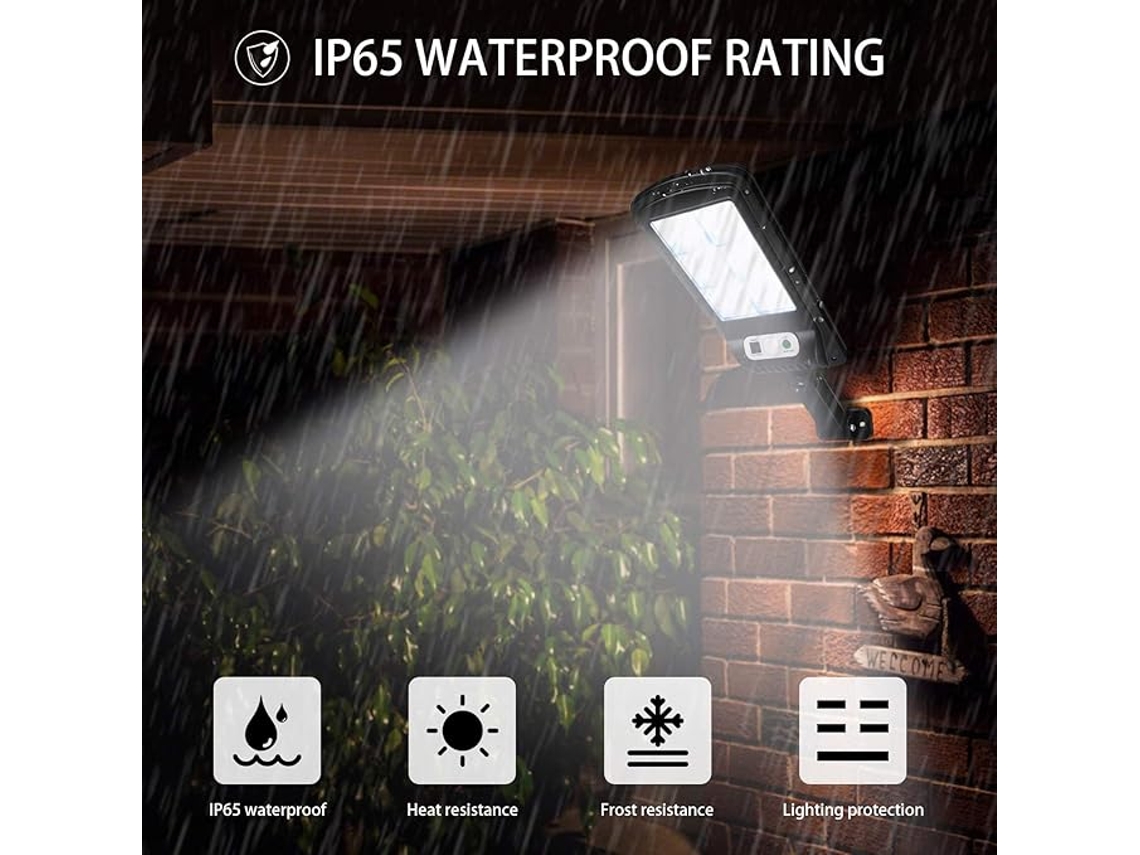 Kit com 2 Luminárias Solares com 3 Modos IP65 Sensor de Movimento e Controle AQUAFORGE