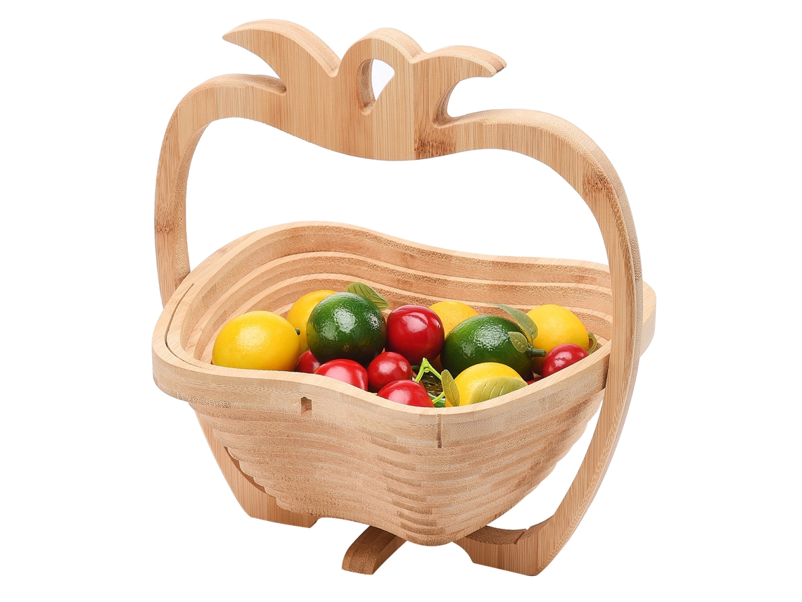 Cesta De Frutas Dobrável De Bambu