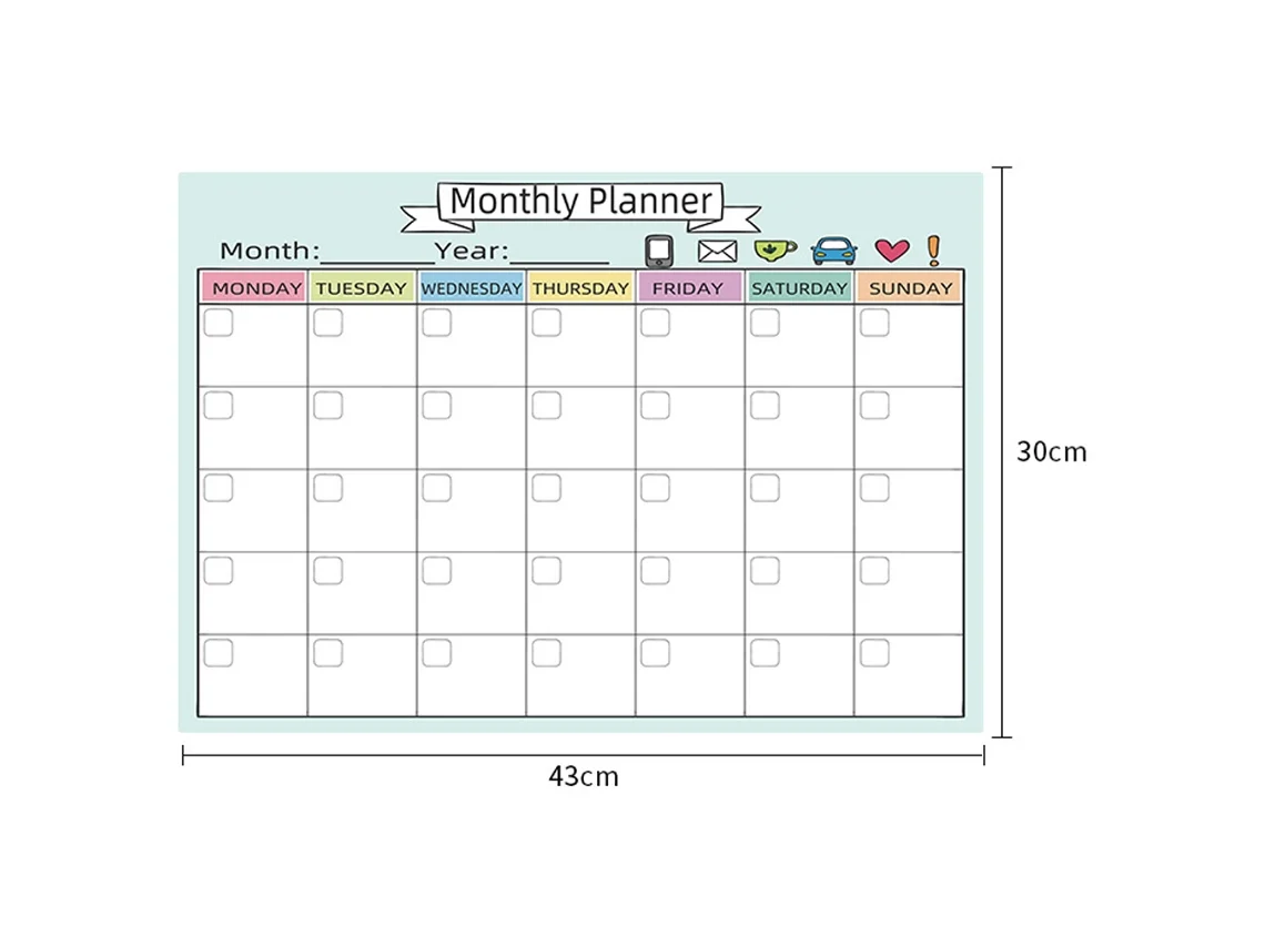 Calendário Magnético Apagável a Seco Calendário Vertical para Geladeira Calendário Mensal para Geladeira Quadro Branco Verde