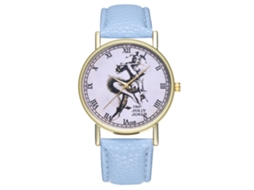 Reloj De Pulsera Unisex De Cuero Pu Con Patrón De Payaso Moda Azul Claro Zhoulianfa