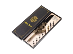 Set Pluma Pluma Vintage Estilo Steampunk Com 8 Pontas Substituíveis Em Caixa De Presente Para Caligrafia E Assinaturas