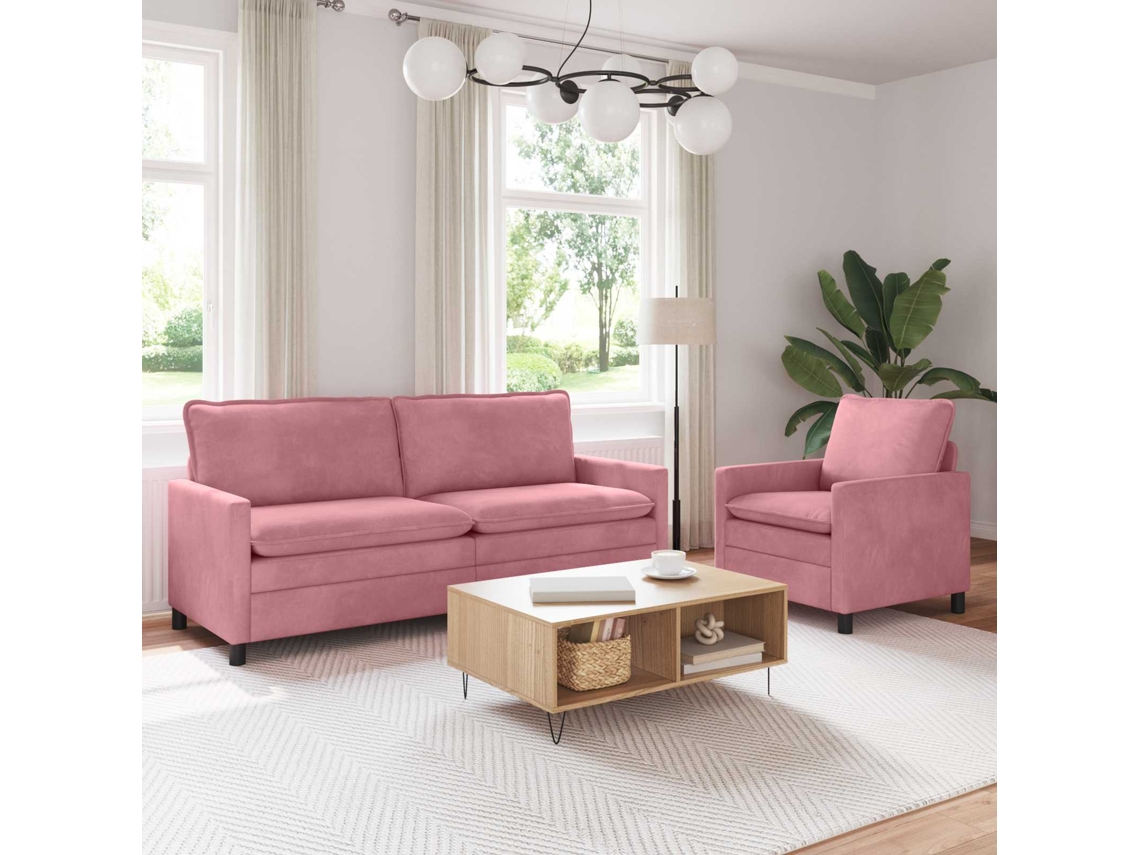 Vidaxl Conjunto De Sofás 2 Unid. Rosa Veludo