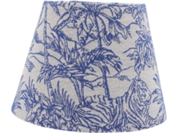 Abajur Compatível Com Soquetes E27 E E14, Em Tecido Azul Com Estampa De Folhas Tropicais. Acabamento.