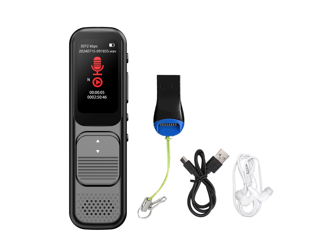 Aetheria gravador de Voz Digital 3072kps 80h Redução de Ruído Usb C Ativado por Voz para Aulas Reuniões Entrevistas Preto