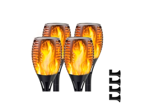 Conjunto 4 Luzes Decorativas MOOVERE Solar Lights com Efeito de Chama