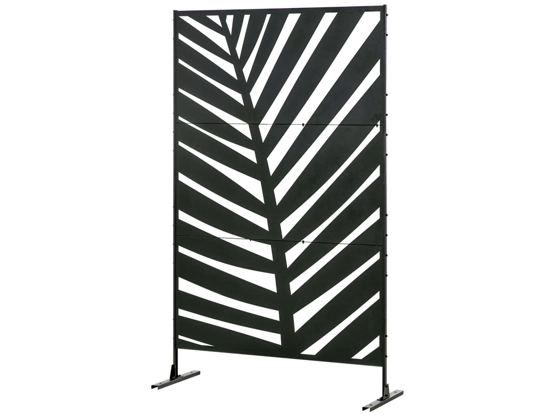 Divisória Jardim 122x45x198cm Padrão Vegetal, Estrutura Aço Preto