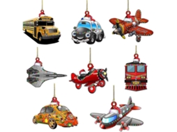 Conjunto De 8 Enfeites Para Árvore De Natal, Mini Pingentes De Madeira Olysi Shop