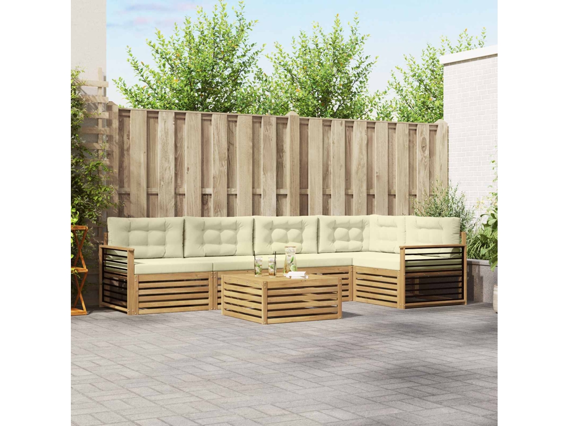 Vidaxl Conjunto De Sofás Para Exterior 6 Unid. Branco E Creme