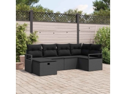 Vidaxl Conjunto De Sofás 6 Unid. Preto Vime Pe