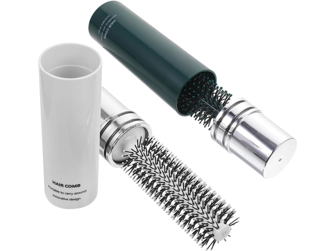 Escova Modeladora De Cabelo Portátil 2 Peças, Leve E Em Abs, Ideal Para Viagens E Uso Doméstico Compacta Prática