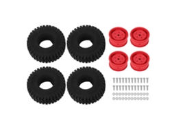 Mali conjunto de Aros de Roda para Carro Rc Resistente À Pressão Estiloso com Pneus Plástico para Carro Crawler Rc Vermelho