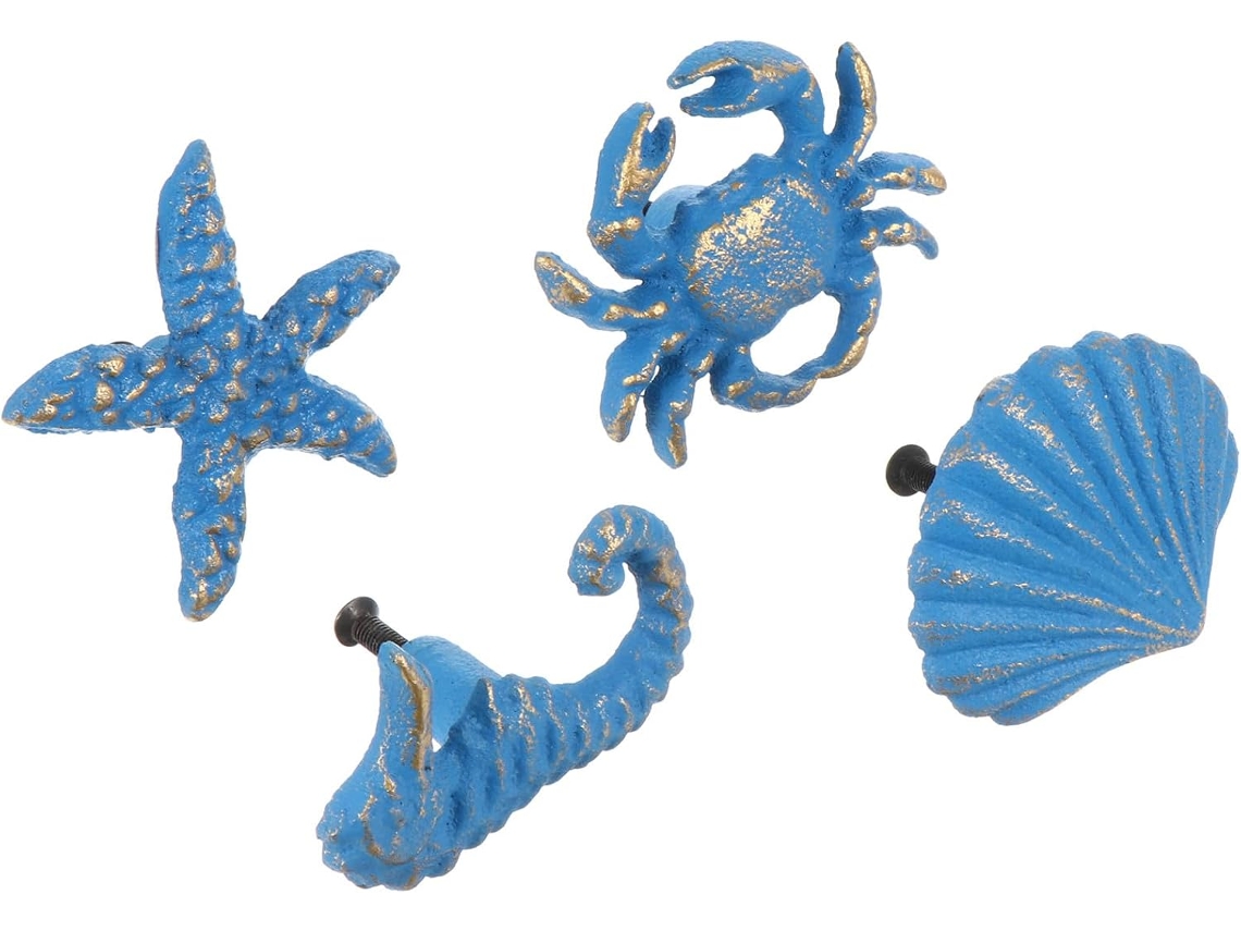 Fer Boutons De Commode Marins azul, Vintage, Lote De 4