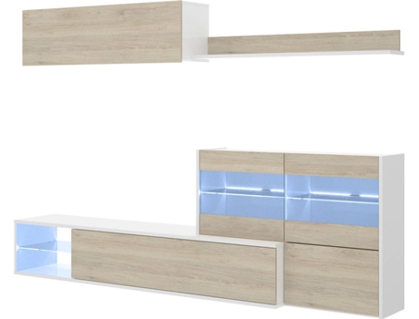 Conjunto de Móveis de TV  Flexível (260x180x41cm - Madeira - Castanho)
