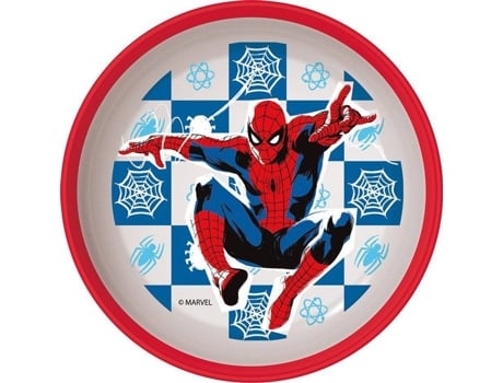 Prato Culinário Tataway Bol Em Plástico Vermelho E Branco Disney Spiderman Para Crianças Com Base Antiderrapante