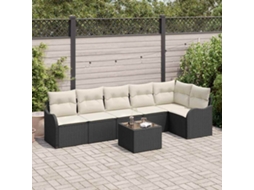 Vidaxl Conjunto de Sofá de Jardim 7 Pcs Castanho Rattan Sintético