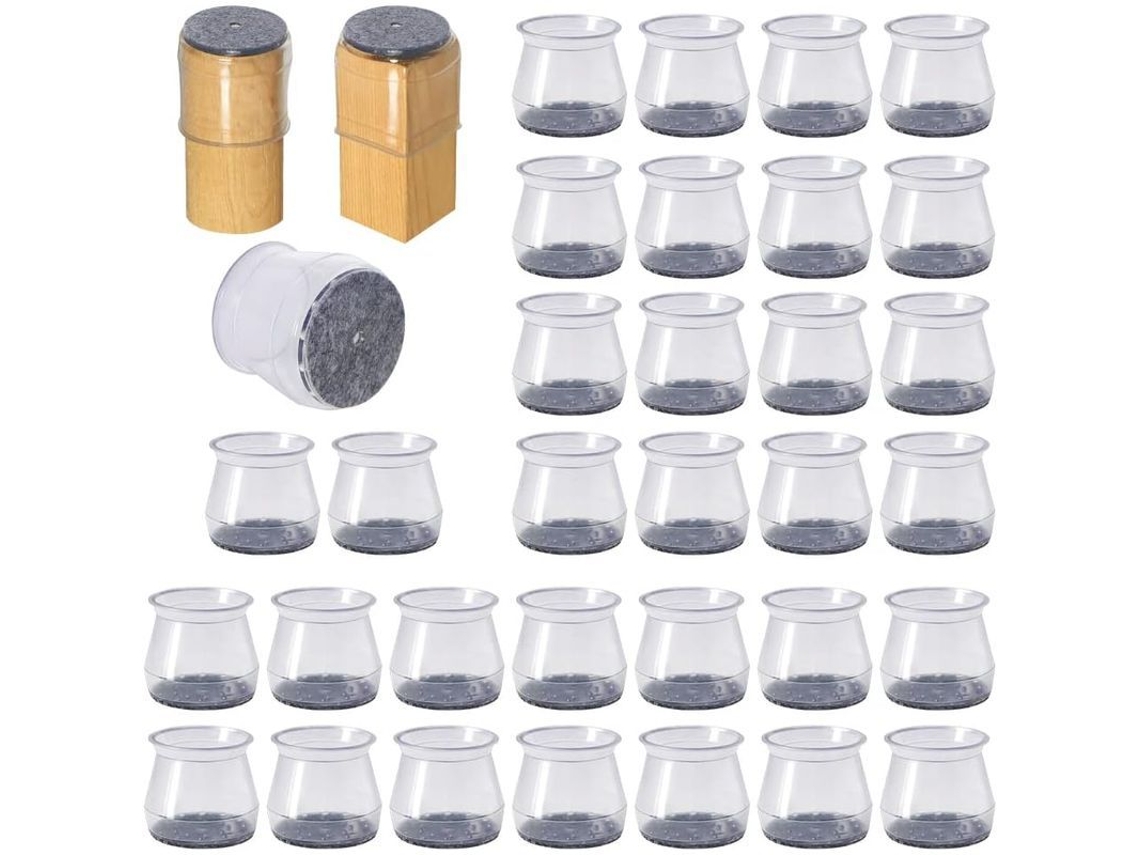 2026 linjou 32 Capas de Silicone Transparentes para Pernas de Cadeira com Almofadas de Feltro (l)