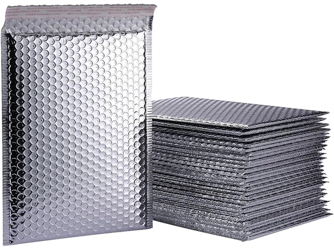 Envelopes de bolha autovedantes, folha de alumínio prateada, 11x11-32x38cm, 10 unidades (10 unidades de 32x38cm)