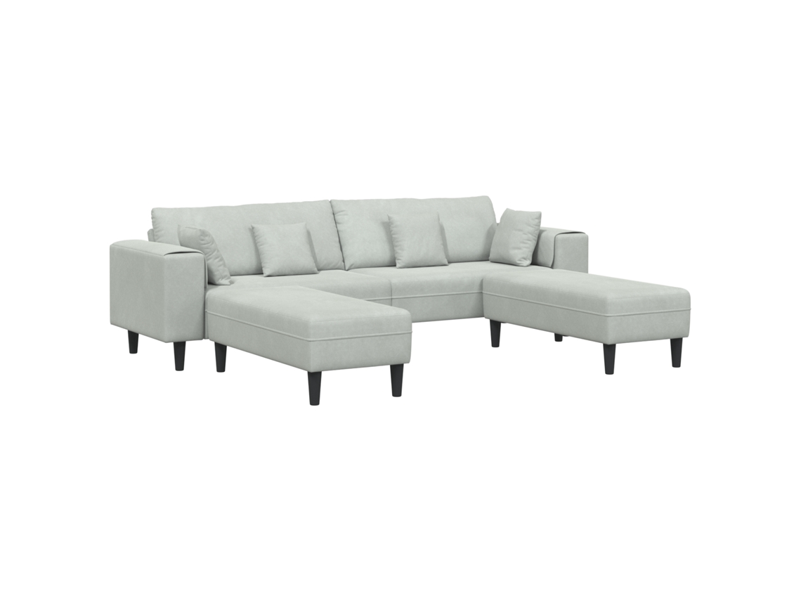 Conjunto 3 Sofá De Sala De Estar Vidaxl Cinzento-claro Veludo (250 X 188 X 76 Cm)