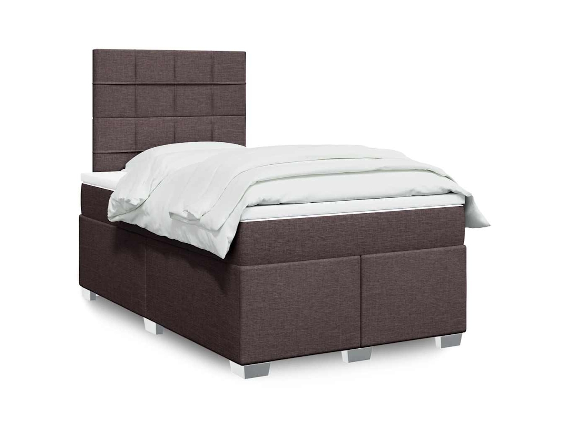 Vidaxl Cama Com Molas/colchão 120x200 Cm Tecido Castanho-escuro
