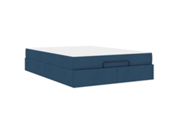 Conjunto de Estruturas de Cama com Colchão 2 Pcs Azul Tecido MAISON EXCLUSIVE